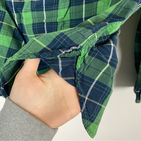 Men's Levi's Green Blue & White Plaid Button Down Shirt - Picture 4 of 6